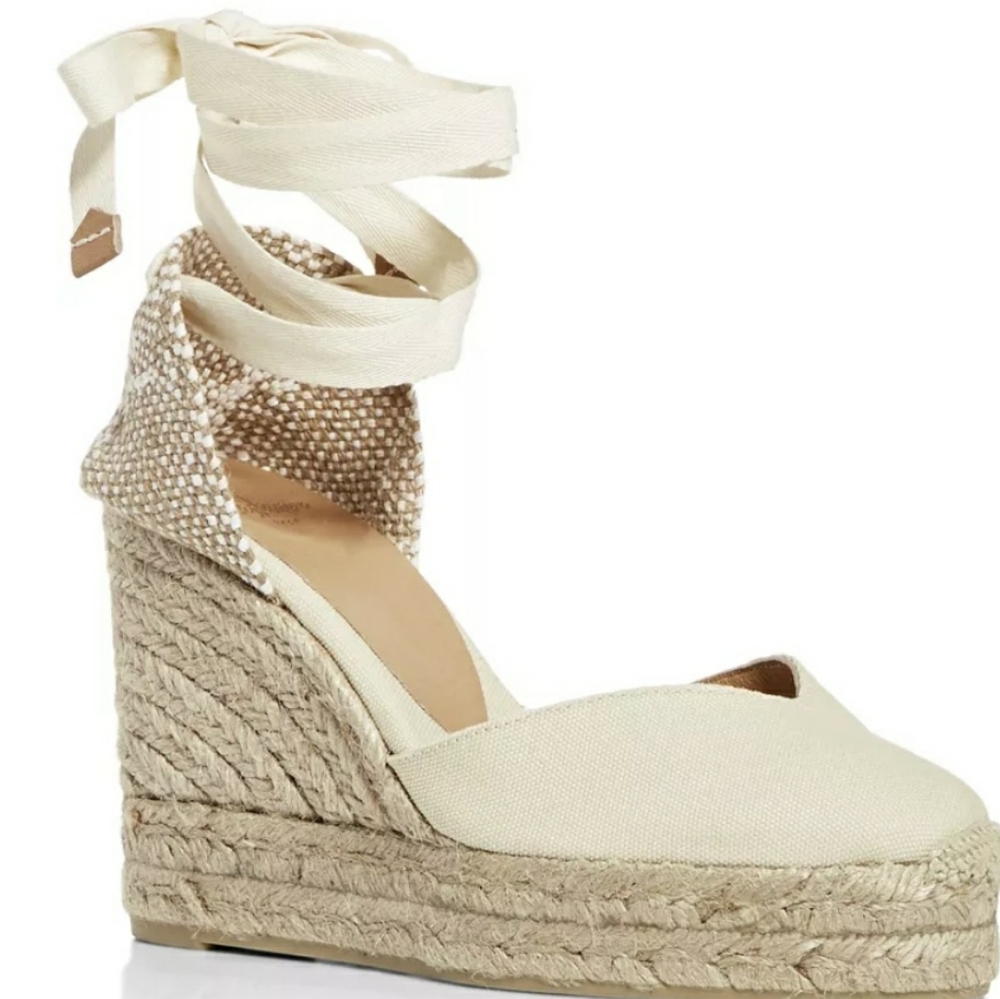 NWOB Women's Size 41 Castaner Chiara Espadrille Ankle-Tie Wedge Shoes
